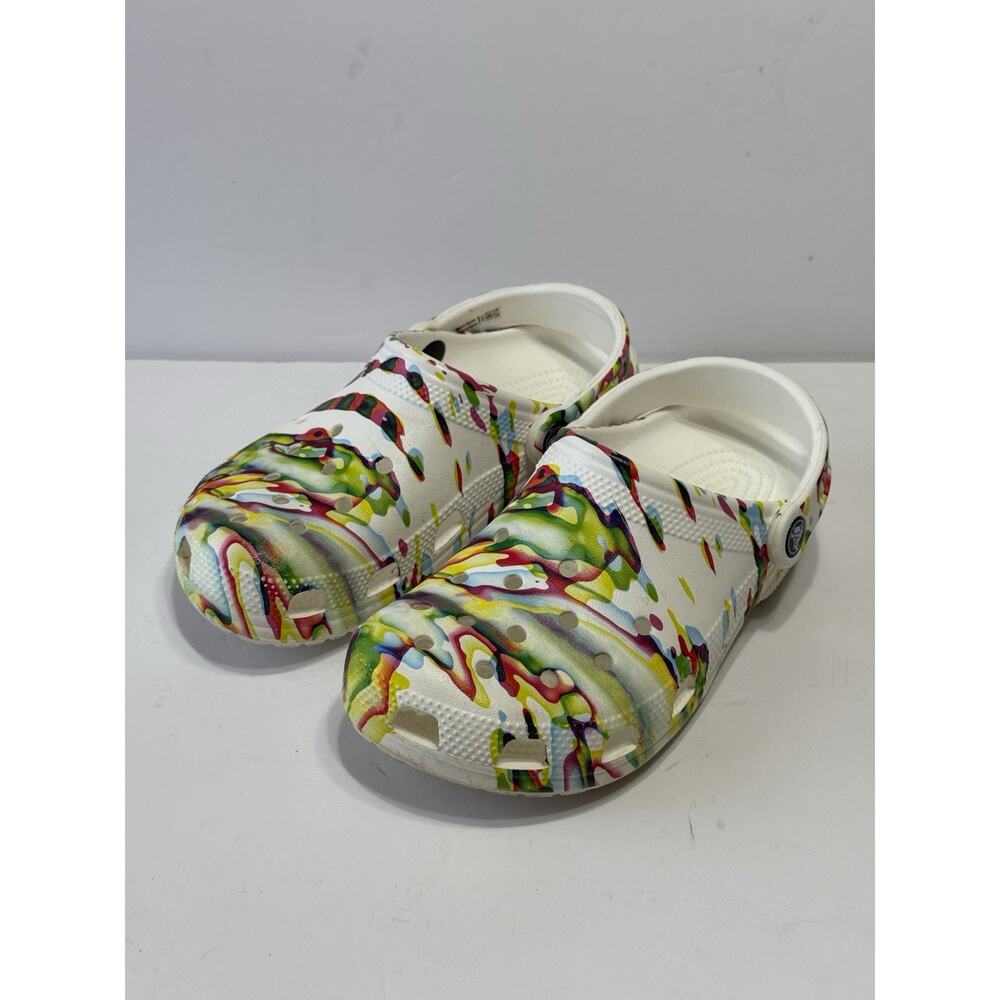 CROCS Multicolored Psychedelic Slip-On Casual Beach Clogs Sandals Sz W6 M4